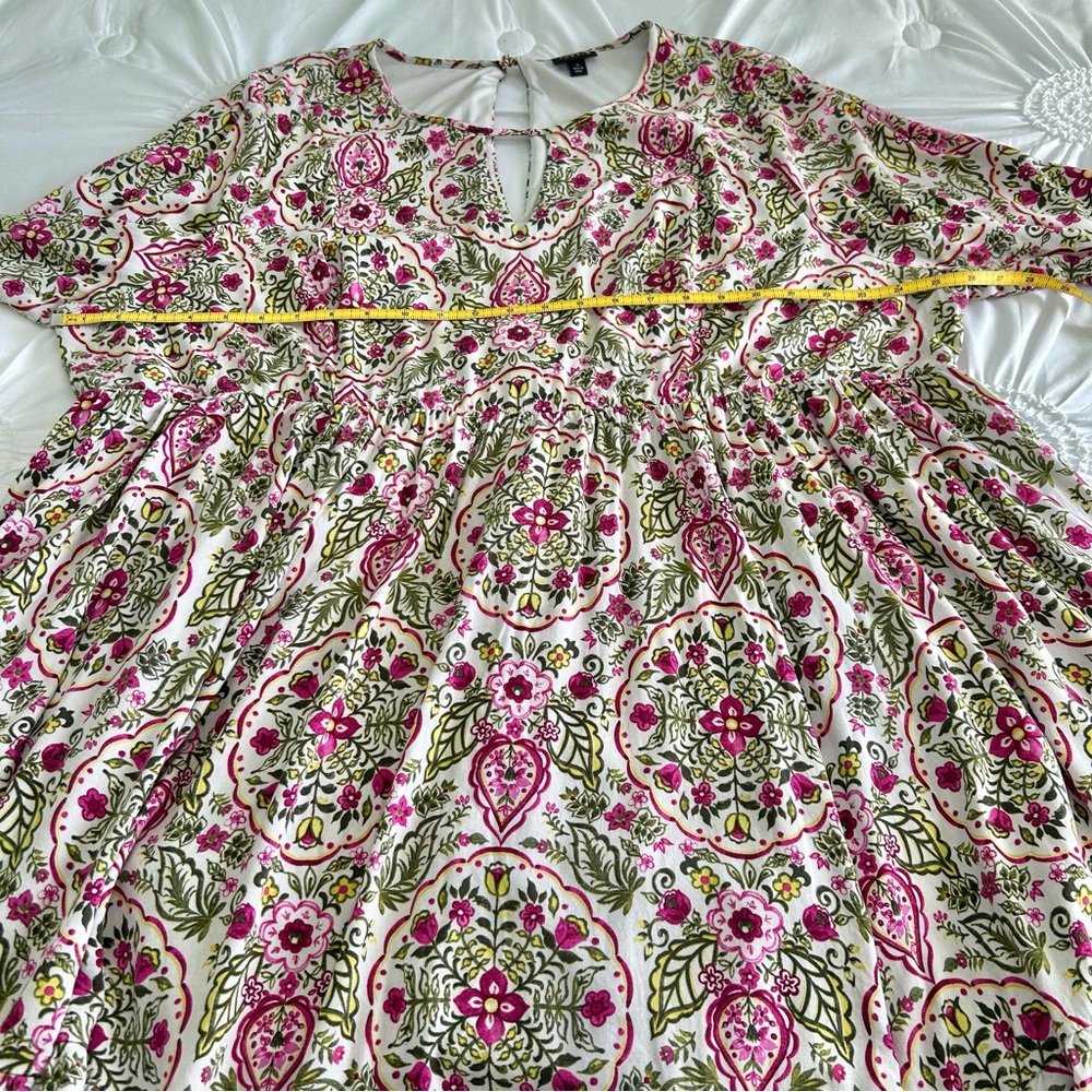 Torrid Pink Floral Keyhole Neckline Challis Skater Dress Size 4X - Picture 13 of 16